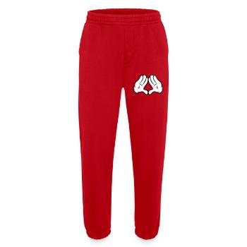 Comic Style Hands Diamond Pyramid Triangle Diamond - Heavyweight Jogging Pants - made by SPREAD  - red - Front