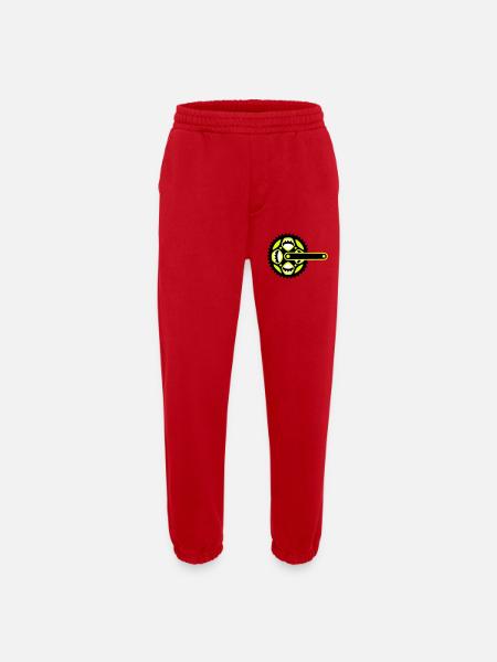 Bicycle Chainring Icon - Heavyweight Jogging Pants - made by SPREAD - red