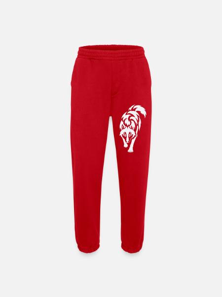 Wolf's silhouette in contrast - Heavyweight Jogging Pants - made by SPREAD  - red