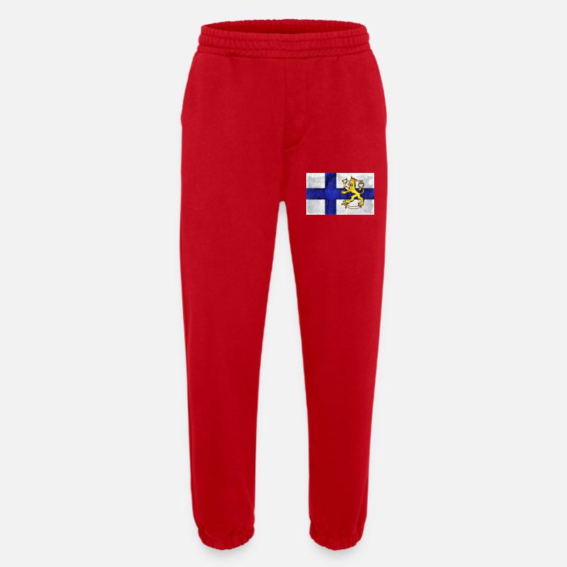 Finnland Flagge + Löwe - Heavyweight Jogginghose - made by SPREAD  - Rot