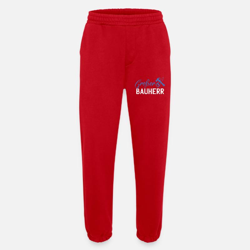 Graphismes de bâtiments GrafBen Builder - Pantalon de jogging bio épais fabriqué en UE - rouge