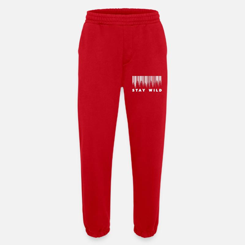 Stay Wild Forest Barcode - Heavyweight Jogging Pants - made by SPREAD  - red