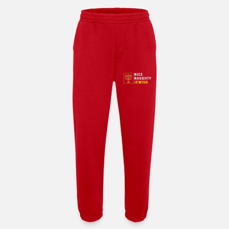 Hanoukka Hanoukka Hanoukka - Pantalon de jogging bio épais fabriqué en UE - rouge