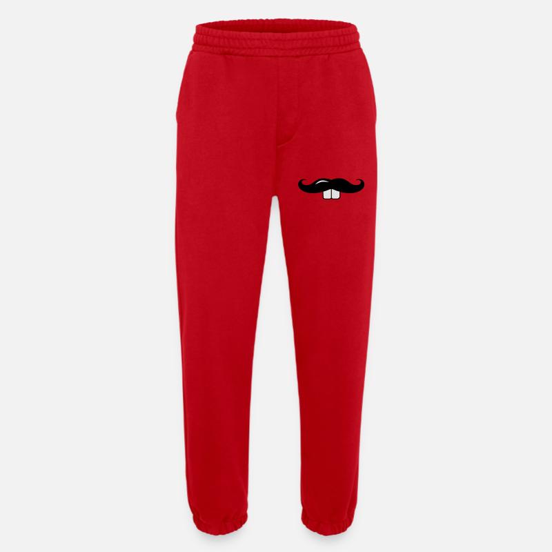 Schnurrbart mit Hasenzähne - Heavyweight Jogginghose - made by SPREAD  - Rot