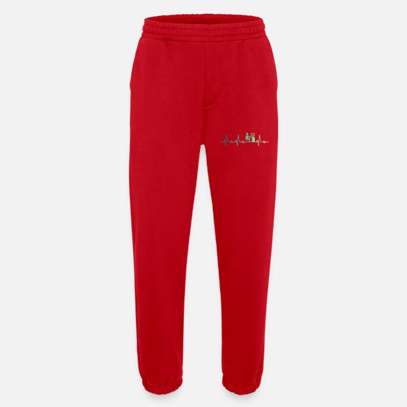 Heartbeat Programmer Developer - Heavyweight Jogging Pants - made by SPREAD  - red