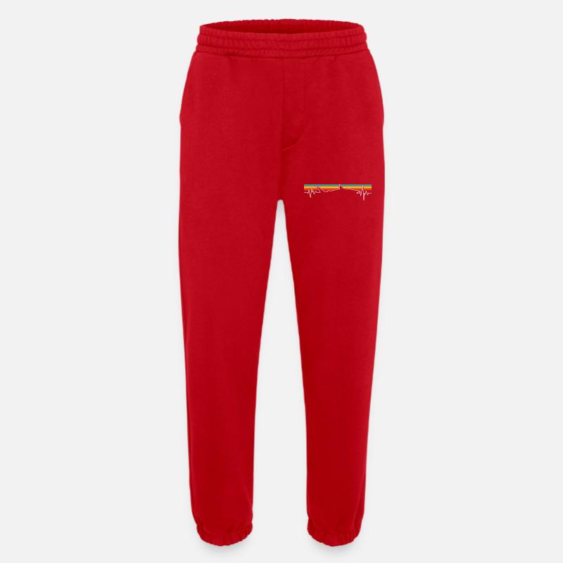 Retro Sunset Wolf Pulse - Heavyweight Jogging Pants - made by SPREAD  - red