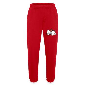 Oiseaux, Ange, Ciel, Diable, Cornes, Satan, Enfer, Mal - Pantalon de jogging bio épais fabriqué en UE - rouge - Devant