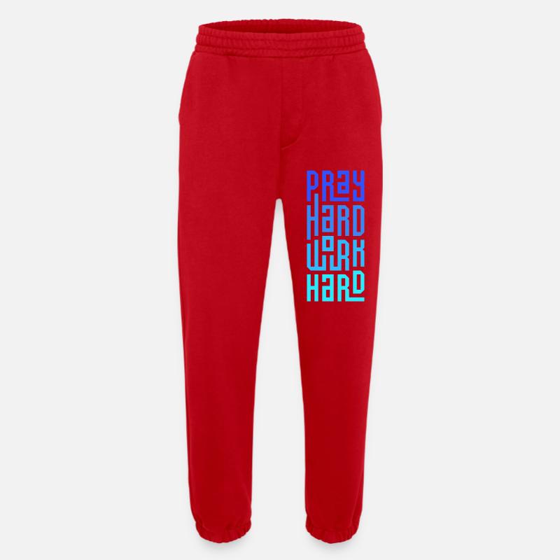 Pray Hard Work Hard - Heavyweight Jogging Pants - made by SPREAD  - red