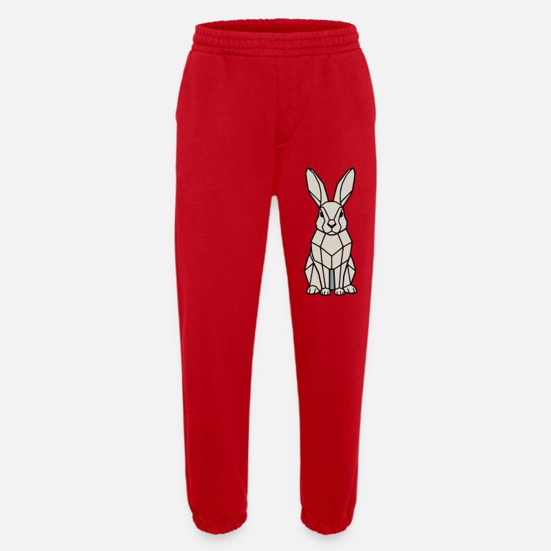 Geometrischer Hase Low Poly Modern - Heavyweight Jogginghose - made by SPREAD  - Rot