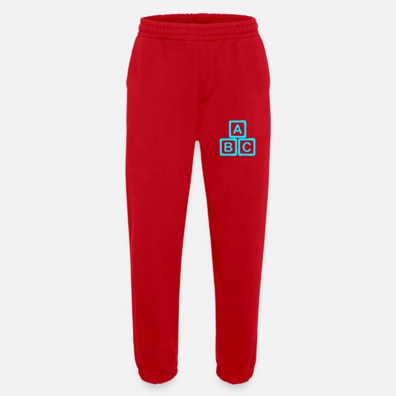 Neon ABC Block Pattern - Heavyweight Jogging Pants - made by SPREAD  - red