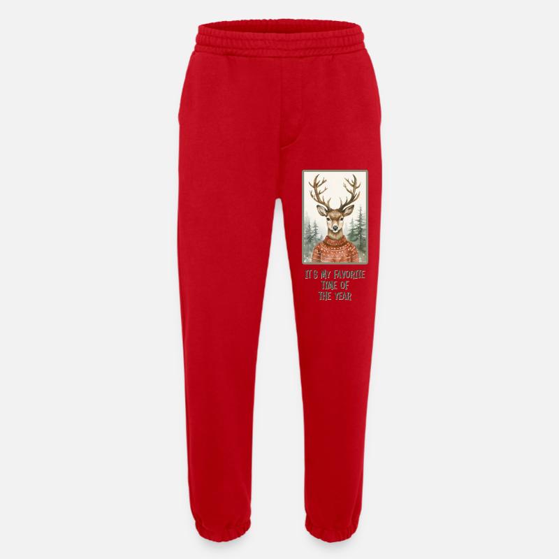 Lustiges Rentier im Weihnachtspullover - Heavyweight Jogginghose - made by SPREAD  - Rot