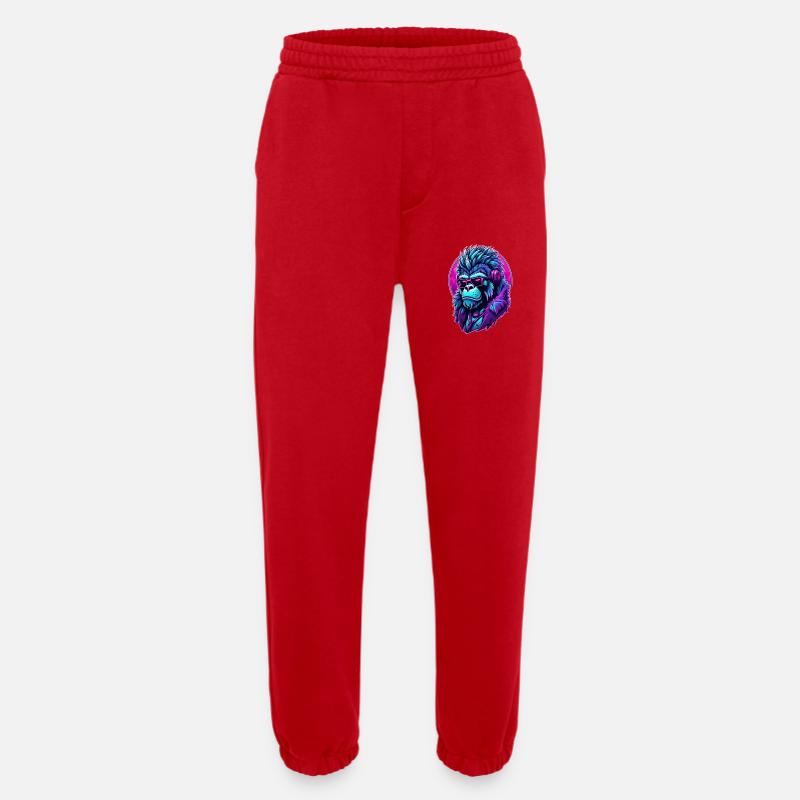 Berauschter Gorilla mit Kopfhörern - Heavyweight Jogginghose - made by SPREAD  - Rot