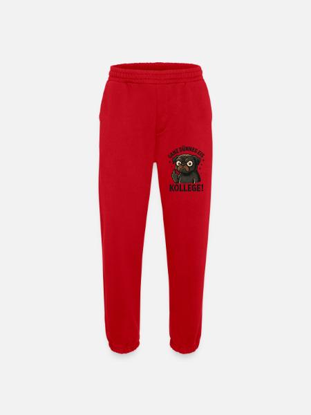 Very thin colleague pug dog - Heavyweight Jogging Pants - made by SPREAD - red