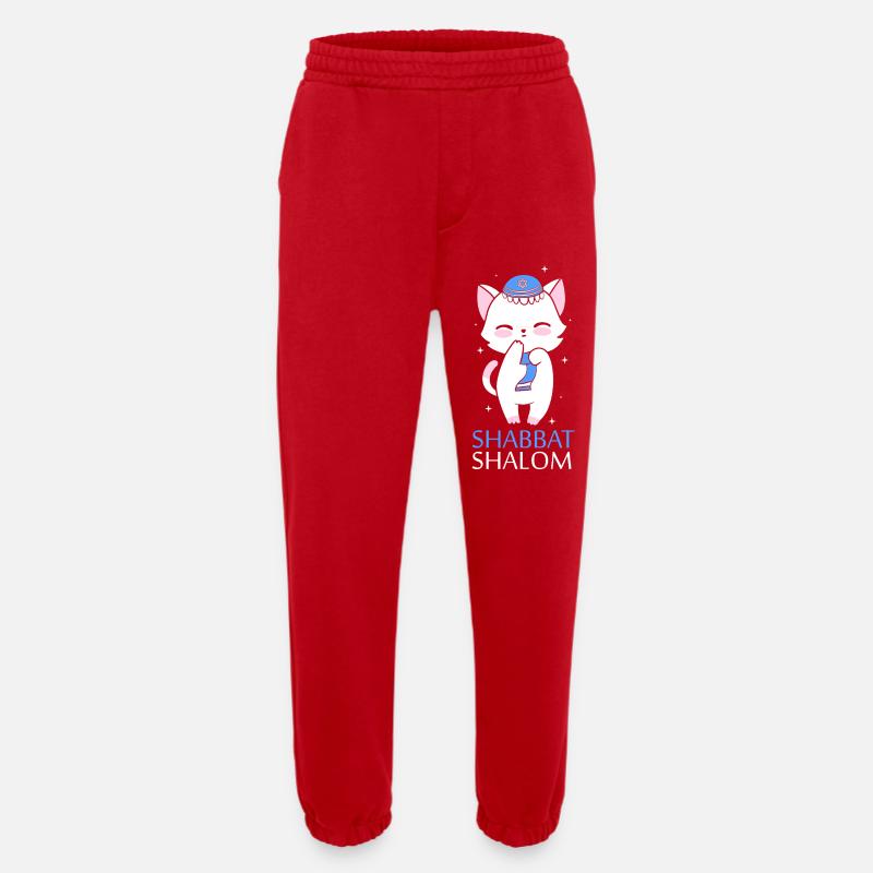Hanoukka Hanoukka Hanoukka - Pantalon de jogging bio épais fabriqué en UE - rouge