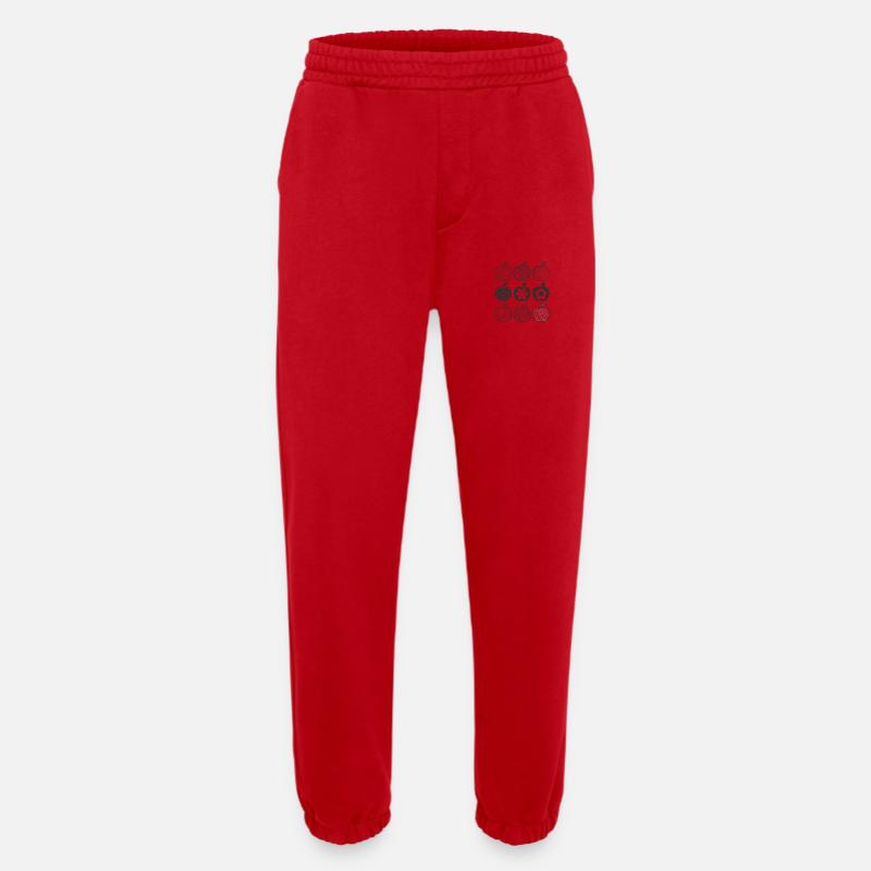 Apple Pattern (Black) - Heavyweight Jogging Pants - made by SPREAD  - red