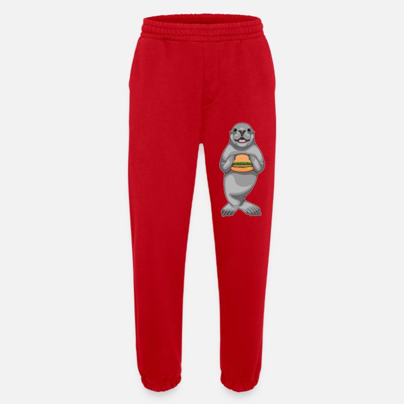 Hamburger au phoque - Pantalon de jogging bio épais fabriqué en UE - rouge