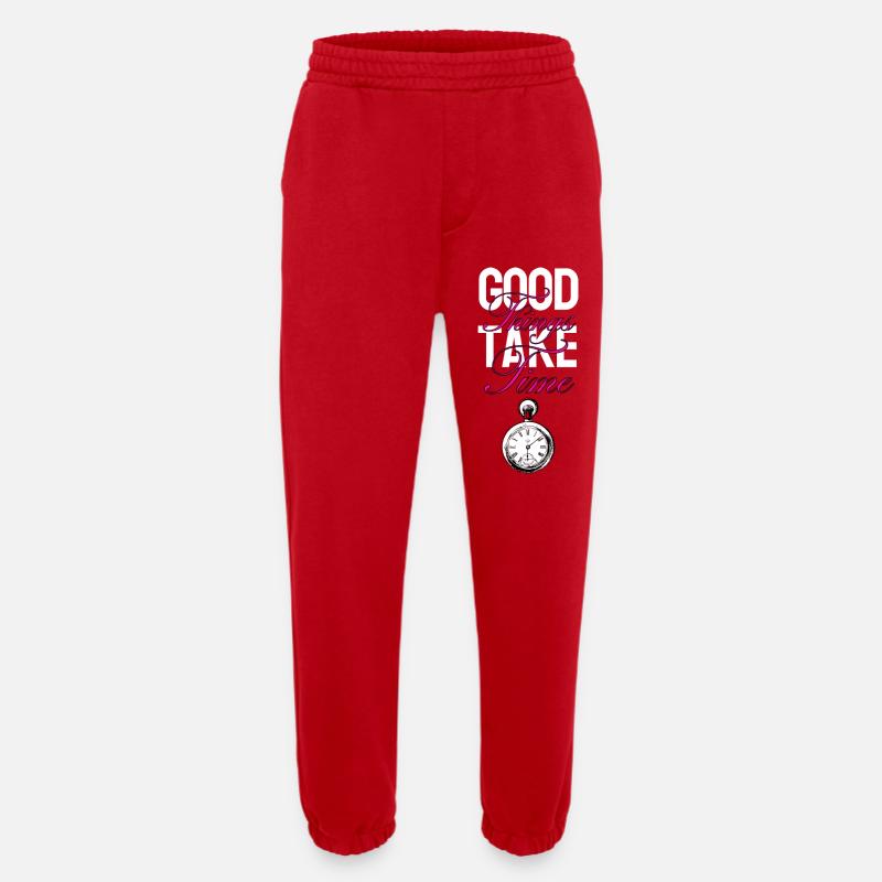 Gute Dinge brauchen Zeit - Heavyweight Jogginghose - made by SPREAD - Rot