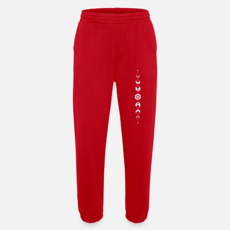 Totem mit Mondphasen und Sternen. White. - Heavyweight Jogginghose - made by SPREAD - Rot