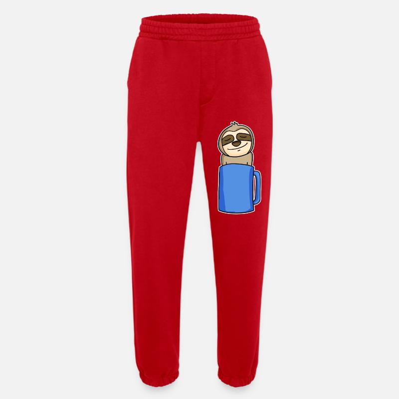 Sloth in a coffee cup - Heavyweight Jogging Pants - made by SPREAD  - red