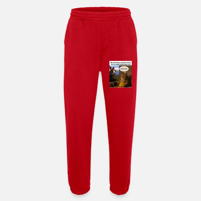 Katze Meme Push Romantik - Heavyweight Jogginghose - made by SPREAD  - Rot