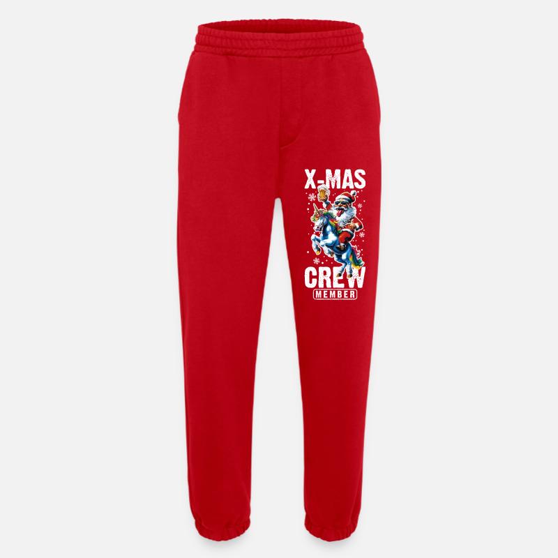 Weihnachts Crew Weihnachtsmann Einhorn - Heavyweight Jogginghose - made by SPREAD - Rot