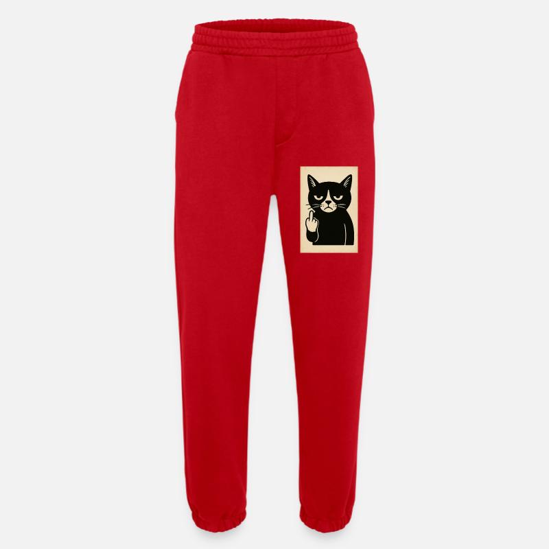 Grumpy Kitten - Heavyweight Jogging Pants - made by SPREAD  - red