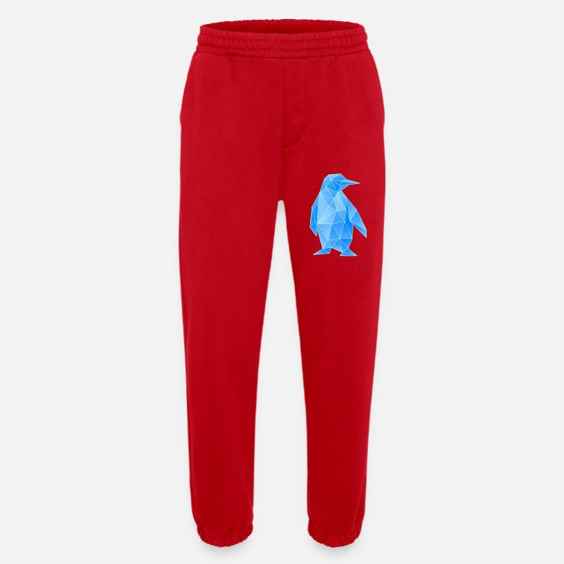 Diamond Penguin Geometric Design - Heavyweight Jogging Pants - made by SPREAD  - red
