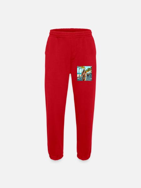 Sunny Beach Fitness Run - Heavyweight Jogging Pants - made by SPREAD - red