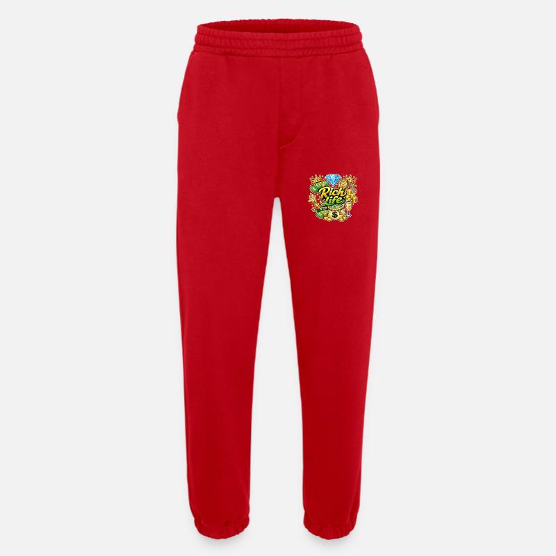 Rich Life Sparkle and Diamonds - Heavyweight Jogging Pants - made by SPREAD - red