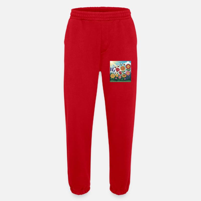 Sonnenblumengarten mit Biene - Heavyweight Jogginghose - made by SPREAD  - Rot