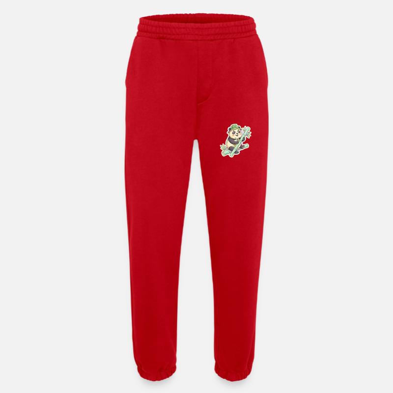 Panda on bamboo path - Heavyweight Jogging Pants - made by SPREAD  - red