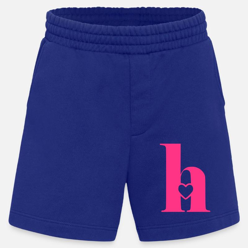 Buchstabe h Anfangsbuchstabe mit Herz - Heavyweight Shorts - made by SPREAD  - Iconic Blue