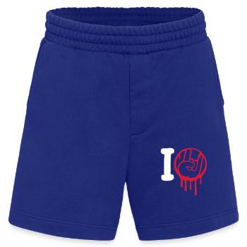 I Love Heavy Metal Hard Rock Music Hand Gesture Heart - Heavyweight Shorts - made by SPREAD  - Iconic Blue - Front
