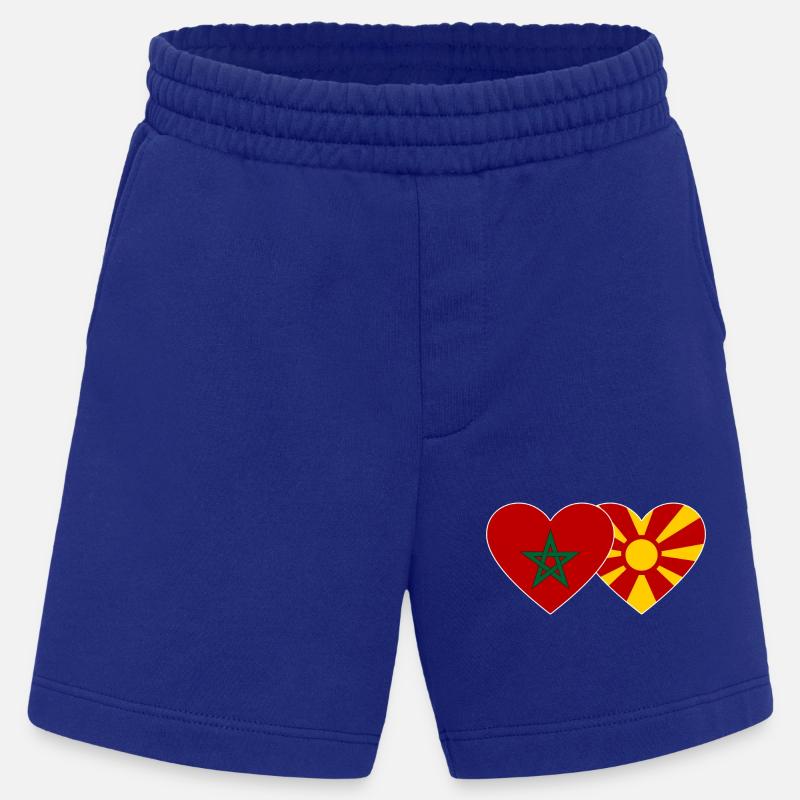 Maroc Macédoine Drapeau Coeur - Short bio épais fabriqué en UE - Iconic Blue