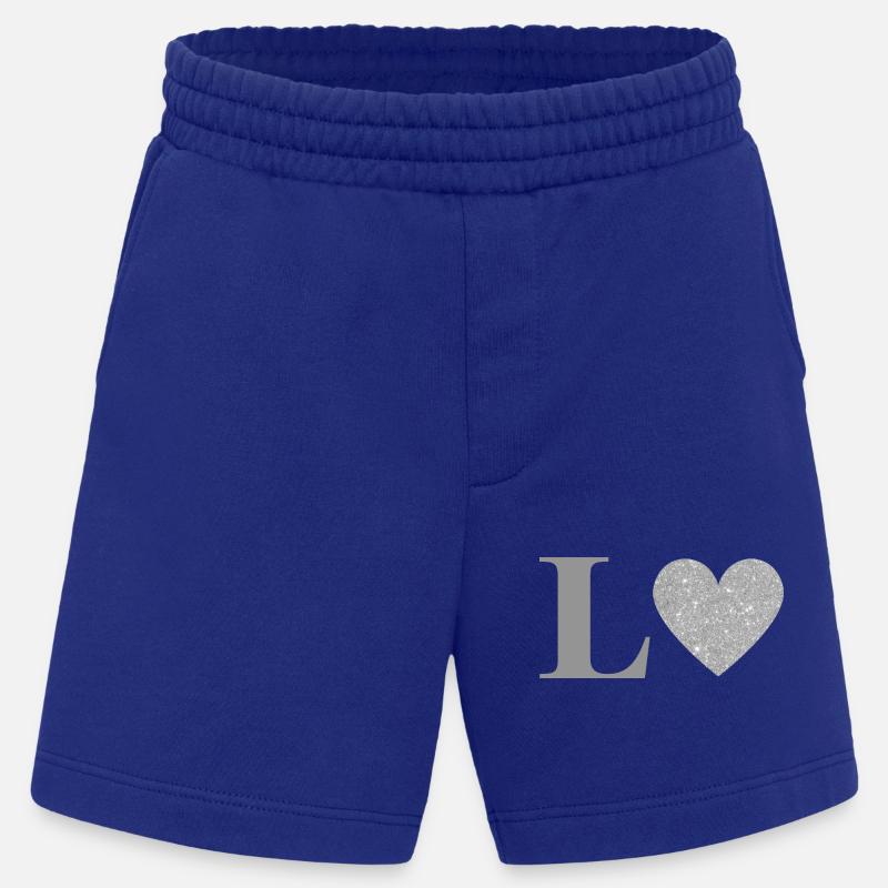 Buchstabe l silbernes Herz - Heavyweight Shorts - made by SPREAD  - Iconic Blue