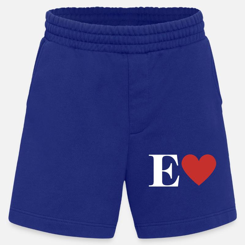 Buchstabe e rotes Herz - Heavyweight Shorts - made by SPREAD  - Iconic Blue