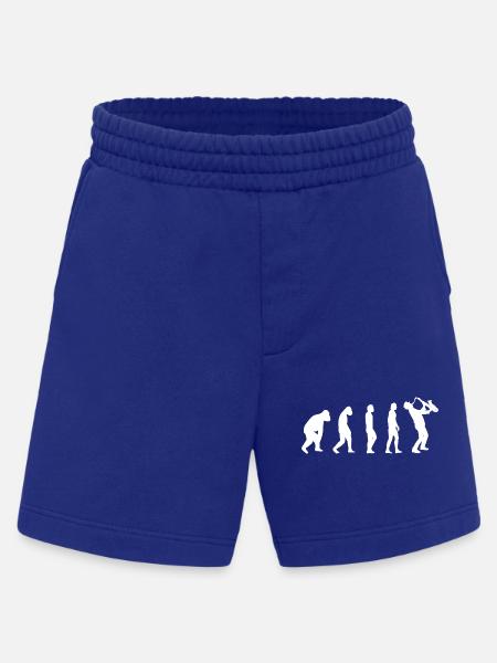 Saxophone Music Instrument Evolution Saxophonist - Heavyweight Shorts - made by SPREAD - Iconic Blue