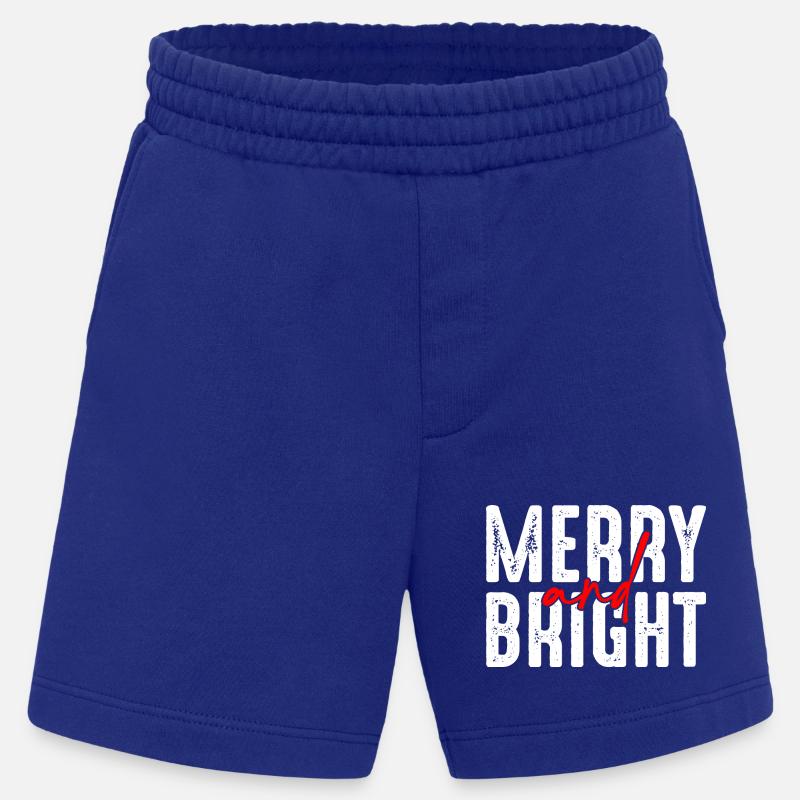 Merry and Bright Christmas Script - Heavyweight Shorts - made by SPREAD - Iconic Blue