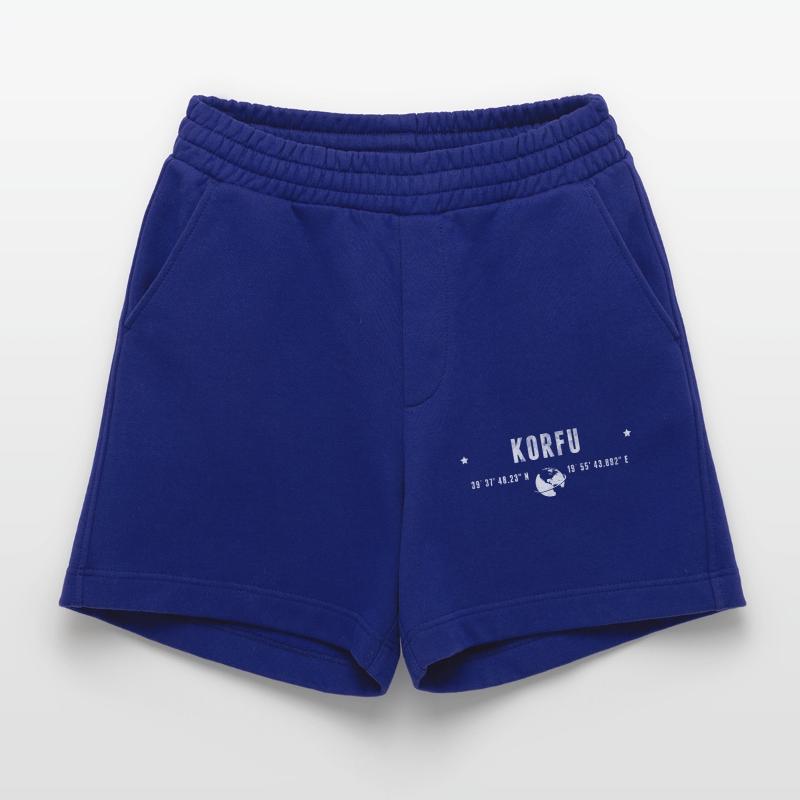 Corfu Stylized Geographical Coordinates Heavyweight Shorts - made by SPREAD 