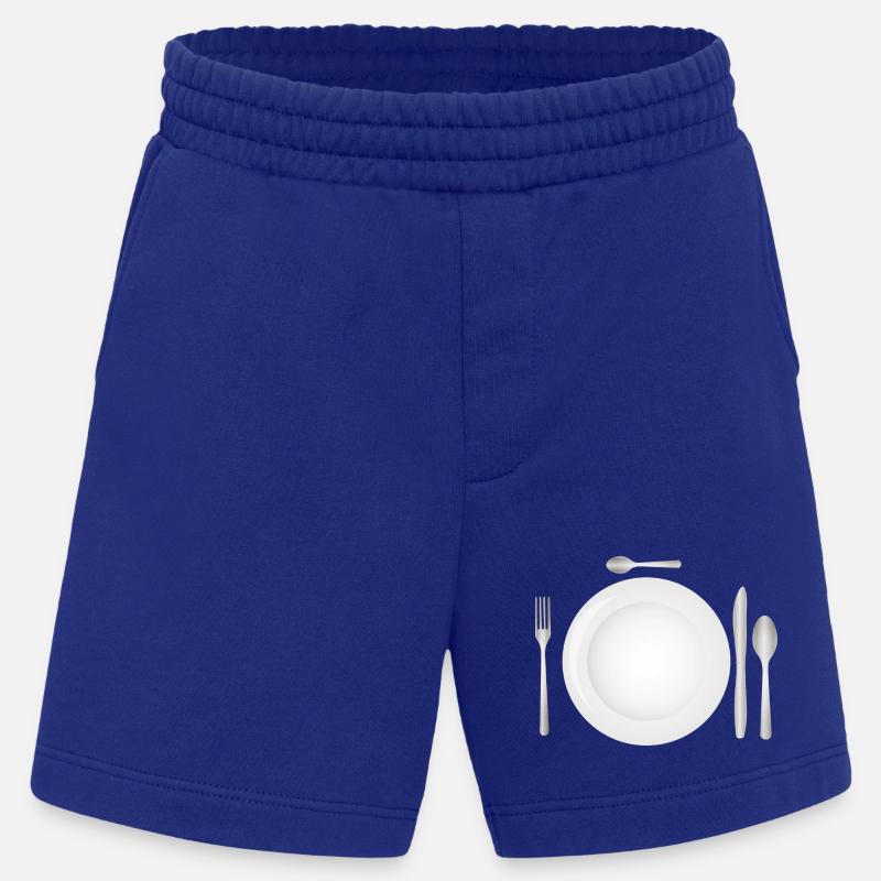 Tischgedeck mit leerem Teller & Besteck - Heavyweight Shorts - made by SPREAD  - Iconic Blue