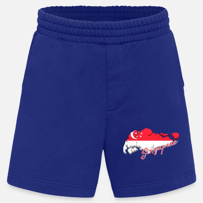 Carte de Singapour, drapeau de Singapour - Short bio épais fabriqué en UE - Iconic Blue