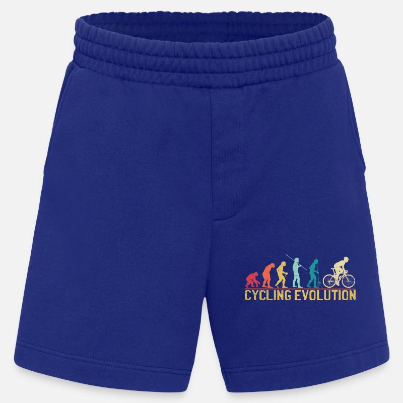 Illustration artistique de l'évolution du cyclisme - Short bio épais fabriqué en UE - Iconic Blue