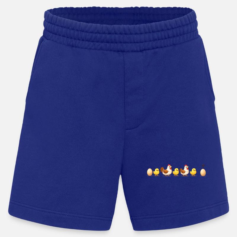 Evolution egg chick hen darwin - Heavyweight Shorts - made by SPREAD  - Iconic Blue