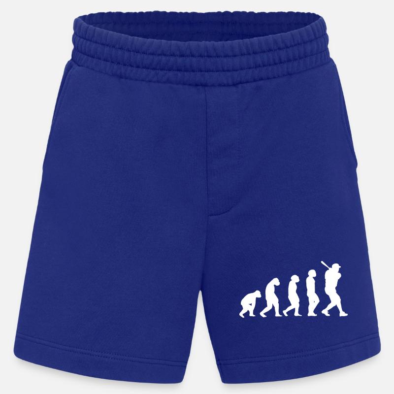 Baseball Player Evolution Baseball - Heavyweight Shorts - made by SPREAD - Iconic Blue