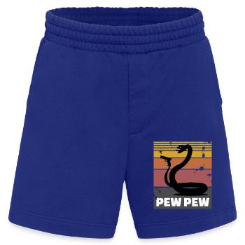 Schlange mit Pistole (Pew Pew) - Heavyweight Shorts - made by SPREAD  - Iconic Blue - Vorne