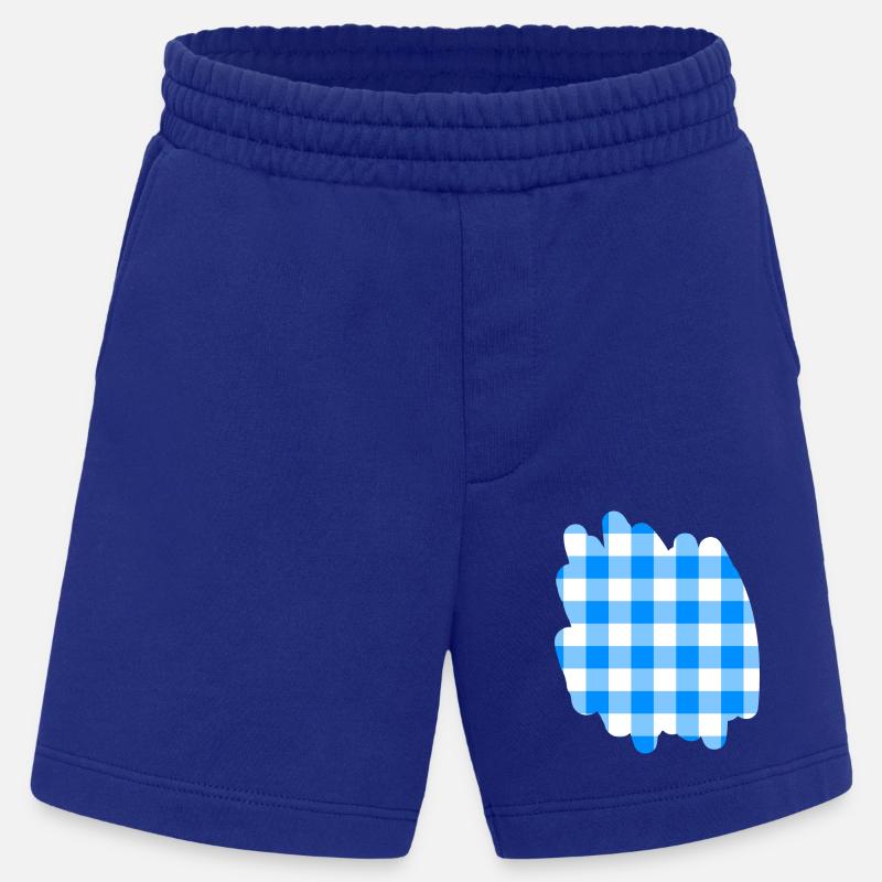 Background Bavarian check pattern - Heavyweight Shorts - made by SPREAD  - Iconic Blue