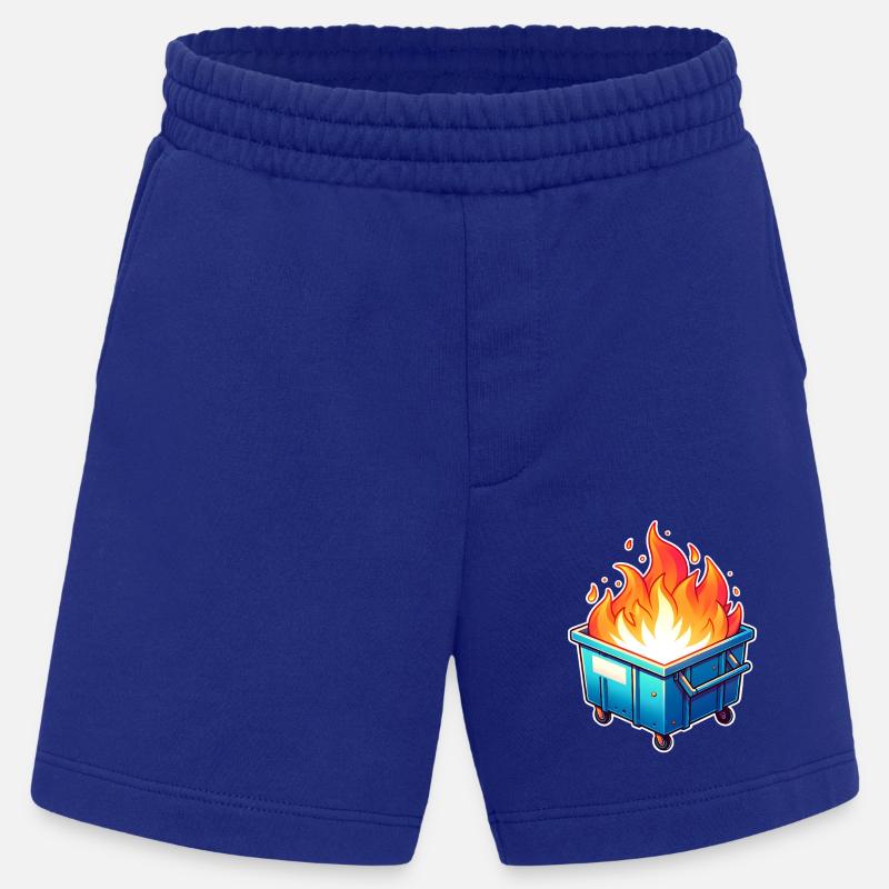 Burning garbage can - Heavyweight Shorts - made by SPREAD  - Iconic Blue