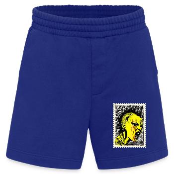 Femme punk sauvage avec mohawk et colère sur timbre-poste - Short bio épais fabriqué en UE - Iconic Blue - Devant