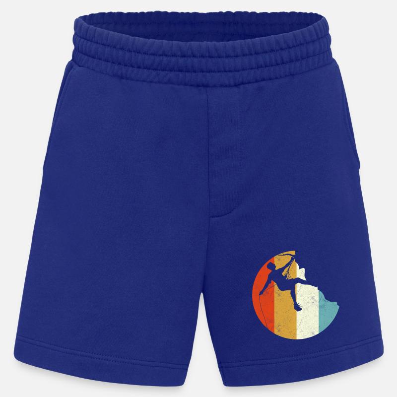 Climber Silhouette on Rainbow Gradient Globe - Heavyweight Shorts - made by SPREAD - Iconic Blue