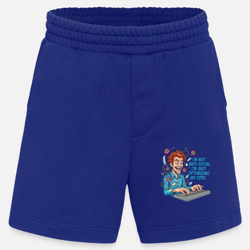 Code Optimizer: Anti-social? Just coding! - Heavyweight Shorts - made by SPREAD - Iconic Blue